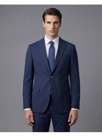 Lacivert Mono Yaka İki Düğmeli Takım Elbise