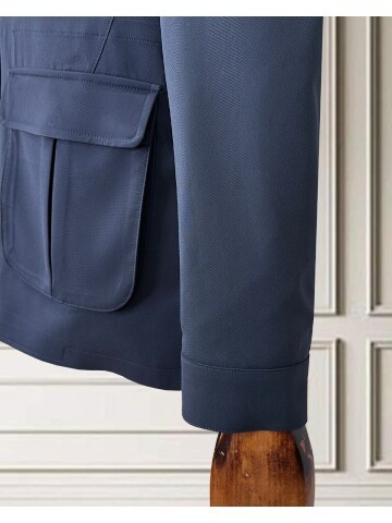 Lacivert Safari Model Dört Cepli Takım Elbise