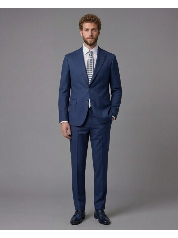 Blue Peak Lapel Comfort Fit Fully Lined Suit