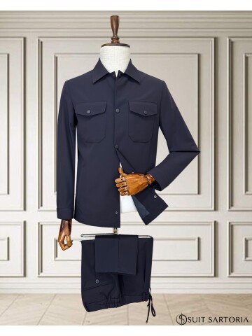 Navy Blue Men’s Sport Performance Set with Safari Pockets