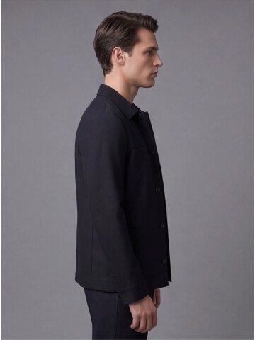 Siyah Gömlek Yaka Spor Takım Elbise