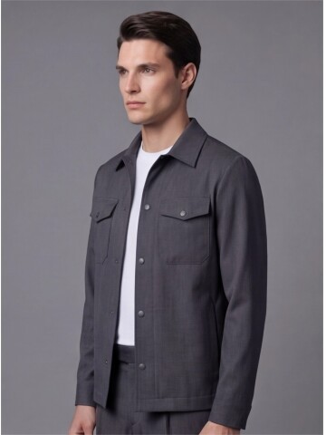 Siyah İki Cep Çıt Çıt Kapaklı Performans Takım Elbise