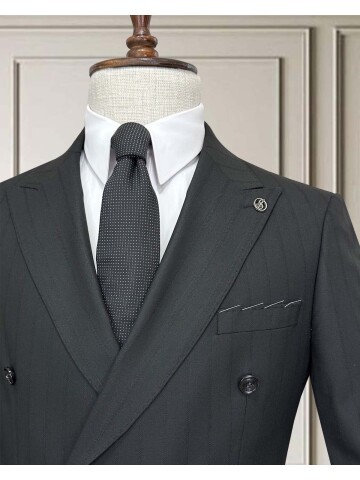 Black Pinstripe Double-Breasted Suit