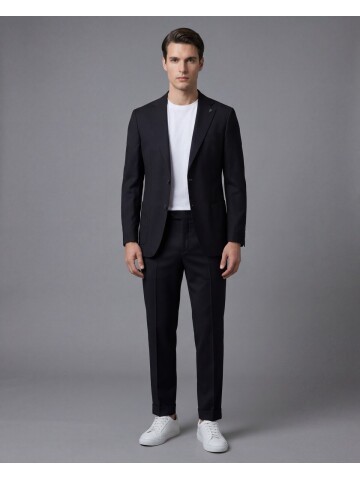 Siyah Mono Yaka Comfort Fit Torba Cepli Takım Elbise