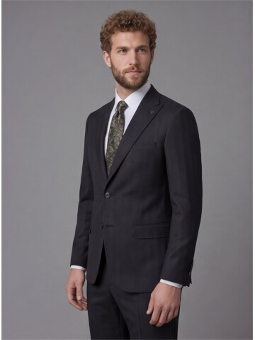 Black Peak Lapel Comfort Fit Mens Suit