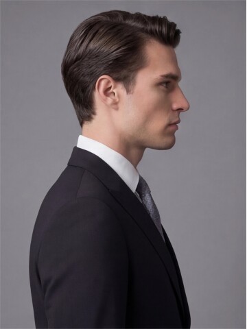 Siyah Sivri Yaka İki Düğmeli Slim Fit Takım Elbise