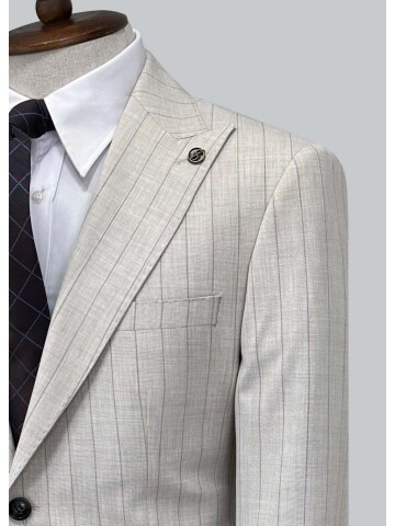 SUIT SARTORIA BEIGE STRIPED SUIT 2002/65