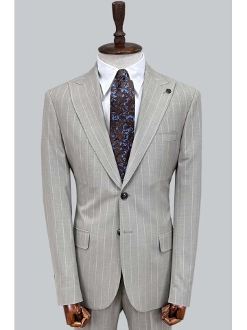 SUIT SARTORIA BEIGE STRIPED SUIT 2002/65