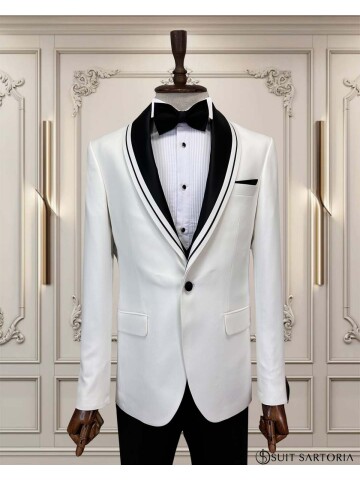 SUIT SARTORIA BEYAZ ÇIKMA ŞAL YAKA DAMATLIK 5063