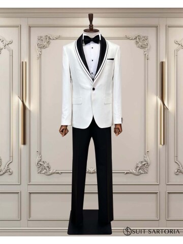 SUIT SARTORIA BEYAZ ÇIKMA ŞAL YAKA DAMATLIK 5063