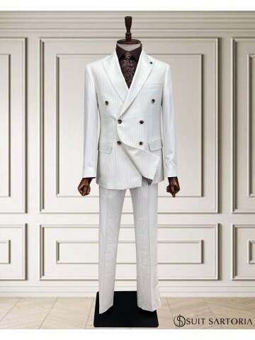 SUIT SARTORIA WHITE STRIPED DOUBLE-BREASTED SUIT 252016