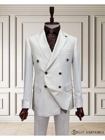 SUIT SARTORIA WHITE STRIPED DOUBLE-BREASTED SUIT 252016