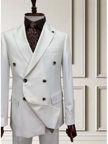 SUIT SARTORIA WHITE STRIPED DOUBLE-BREASTED SUIT 252016