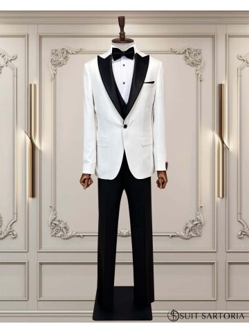 SUIT SARTORIA BEYAZ ŞAL YAKA ÇIKMA YAKA DAMATLIK 5063