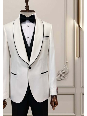 SUIT SARTORIA WHITE SHAWL LAPEL TUXEDO 5645