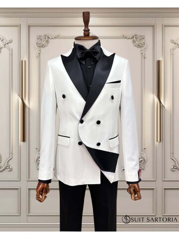 SUIT SARTORIA BEYAZ SİVRİ YAKA DAMATLIK 5654