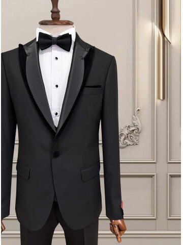 SUIT SARTORIA ÇIKMA YAKA SİYAH DAMATLIK 5063