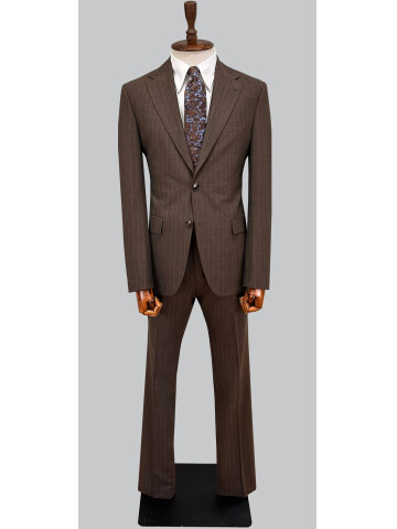 SUIT SARTORIA ÇİZGİLİ KAHVERENGİ TAKIM ELBİSE 252026