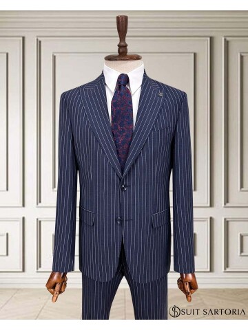 SUIT SARTORIA STRIPED NAVY BLUE SUIT 252024