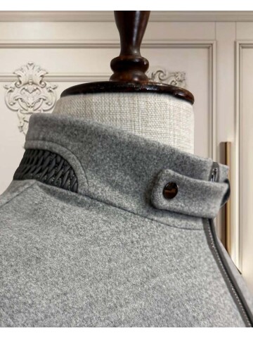 SUIT SARTORIA Erkek Gri Dik Yaka Fermuarlı Mont