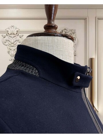 SUIT SARTORIA Erkek Lacivert Dik Yaka Fermuarlı Mont