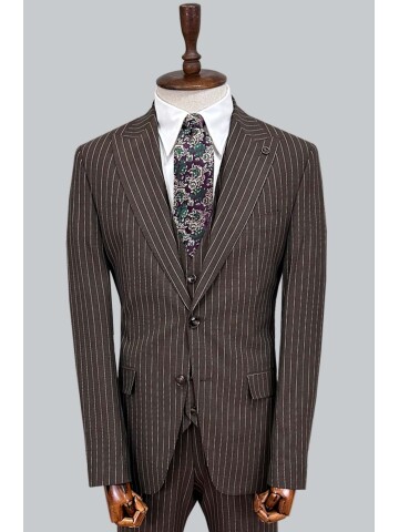 SUIT SARTORIA KAHVERENGİ ÇİZGİLİ YELEKLİ TAKIM ELBİSE 2320