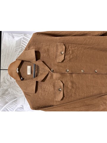 SUIT SARTORIA BROWN LINEN SHIRT 6108
