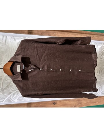 SUIT SARTORIA DARK BROWN LINEN SHIRT 6109