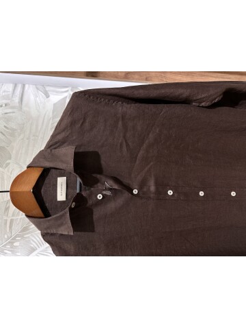SUIT SARTORIA DARK BROWN LINEN SHIRT 6109