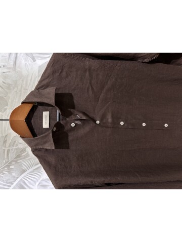SUIT SARTORIA DARK BROWN LINEN SHIRT 6109