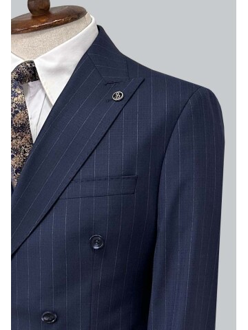 SUIT SARTORIA NAVY BLUE STRIPED DOUBLE-BREASTED SUIT 2002/49