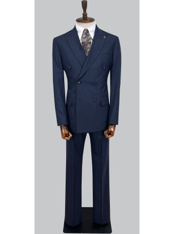 SUIT SARTORIA NAVY BLUE STRIPED DOUBLE-BREASTED SUIT 2002/49