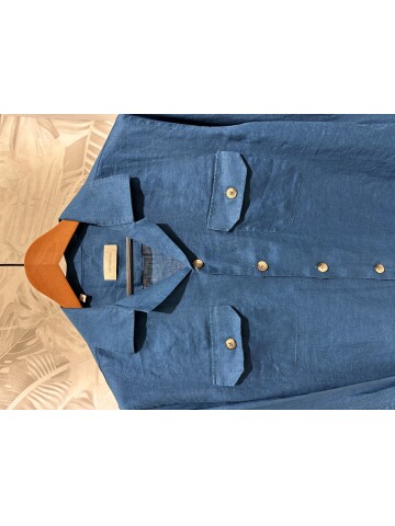 SUIT SARTORIA NAVY BLUE LINEN SHIRT 6108