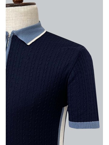 SUIT SARTORIA NAVY BLUE SHORT SLEEVE KNITWEAR T-SHIRT 9032