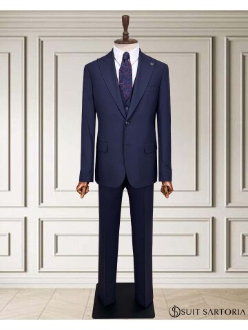 SUIT SARTORIA NAVY BLUE SUIT WITH VEST 252014