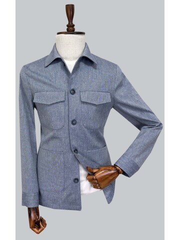 SUIT SARTORIA MAVİ 4 CEPLİ KETEN CEKET 4622