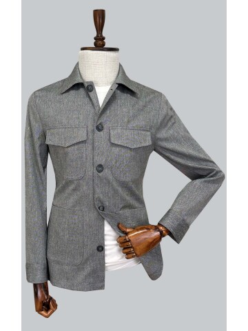 SUIT SARTORIA BLACK 4 POCKET LINEN JACKET 4622