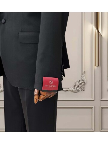 SUIT SARTORIA SİYAH BÜYÜK BEDEN ÇIKMA YAKA DAMATLIK 5539