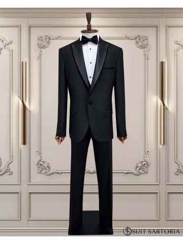 SUIT SARTORIA SİYAH BÜYÜK BEDEN ÇIKMA YAKA DAMATLIK 5539