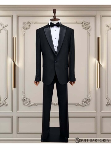 SUIT SARTORIA SİYAH BÜYÜK BEDEN ÇIKMA YAKA DAMATLIK 5539