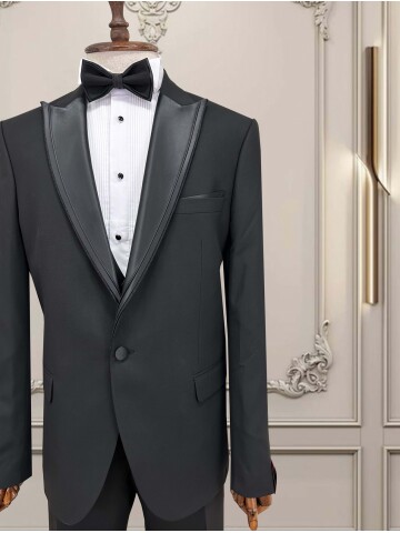 SUIT SARTORIA SİYAH BÜYÜK BEDEN ÇIKMA YAKA DAMATLIK 5539