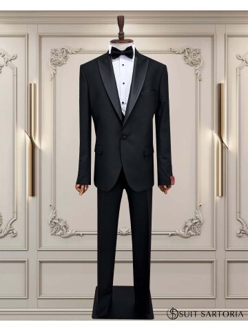 SUIT SARTORIA SİYAH BÜYÜK BEDEN ÇIKMA YAKA DAMATLIK 5539