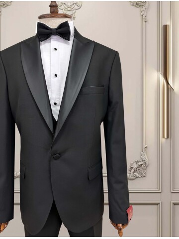 SUIT SARTORIA SİYAH BÜYÜK BEDEN ÇIKMA YAKA DAMATLIK 5539