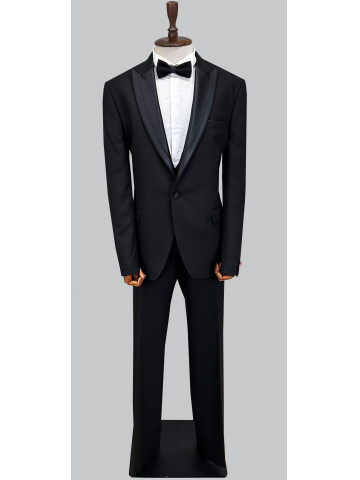 SUIT SARTORIA SİYAH BÜYÜK BEDEN SİVRİ ÇIKMA YAKA DAMATLIK 5539