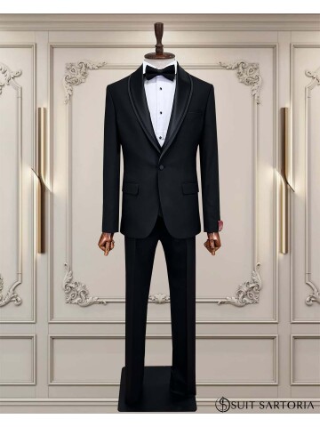 SUIT SARTORIA BLACK SHAWL COLLAR TUXEDO 5062