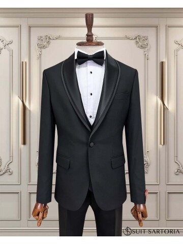 SUIT SARTORIA BLACK SHAWL COLLAR TUXEDO 5062