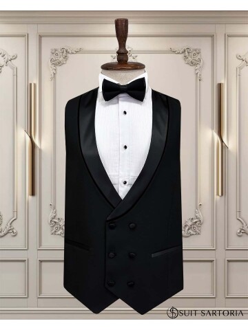 SUIT SARTORIA SİYAH ÇIKMA ŞAL YAKA DAMATLIK 5062