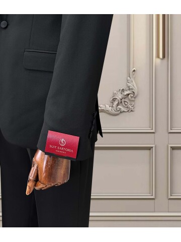 SUIT SARTORIA SİYAH ÇIKMA ŞAL YAKA DAMATLIK 5062