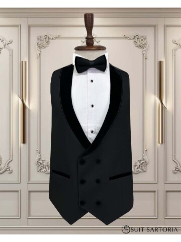 SUIT SARTORIA SİYAH ÇIKMA ŞAL YAKA DAMATLIK 5062