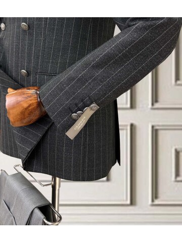 SUIT SARTORIA BLACK STRIPED DOUBLE-BREASTED SUIT 252099